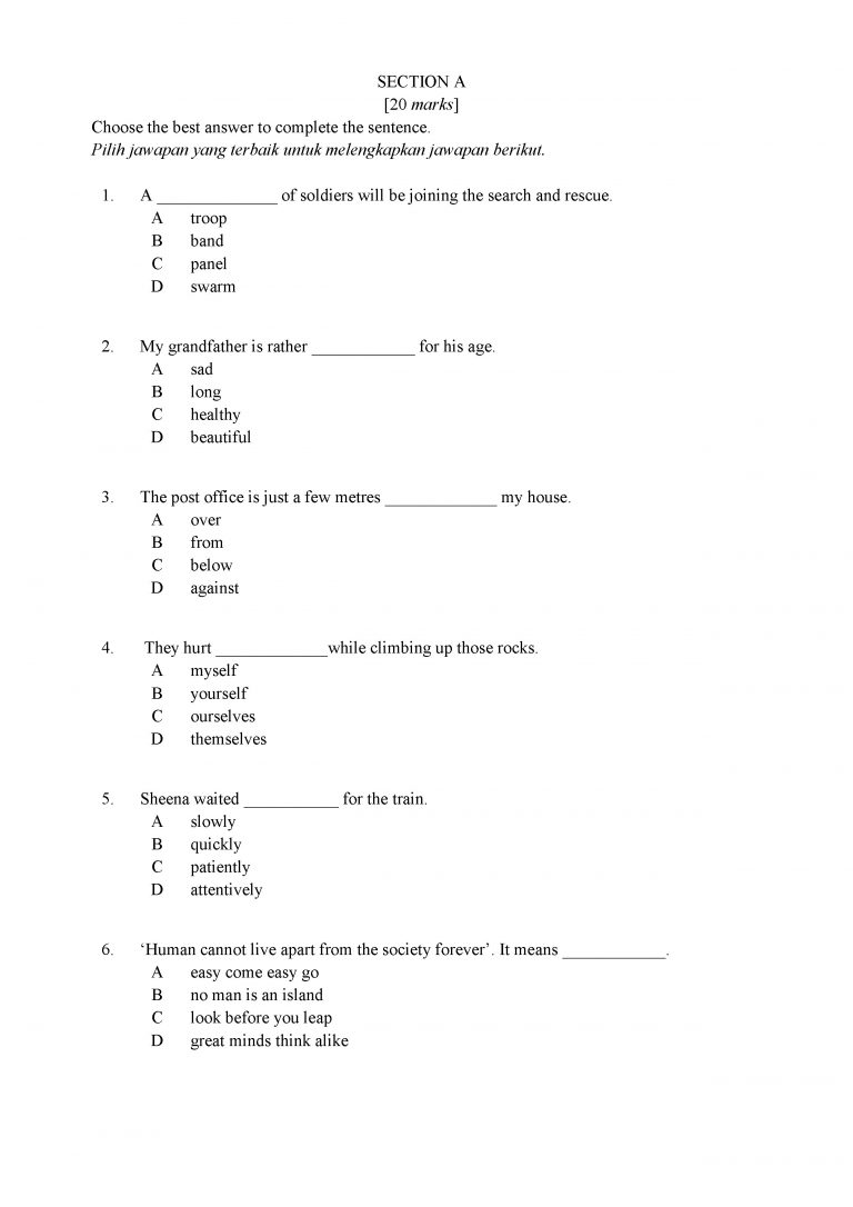 Latih Tubi UPSR Bahasa Inggeris  TCER.MY