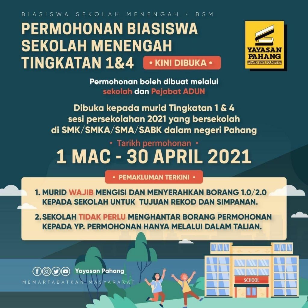 Permohonan Biasiswa Sekolah Menengah Yayasan Pahang 2021 Tcer My