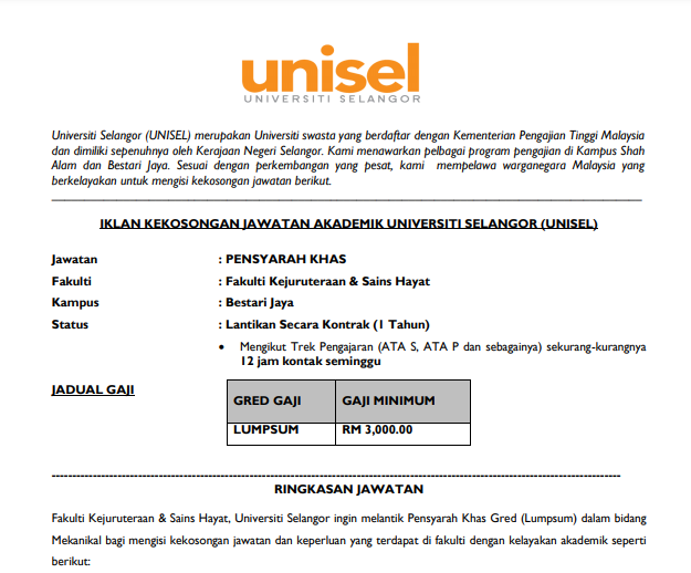 kerja kosong di selangor