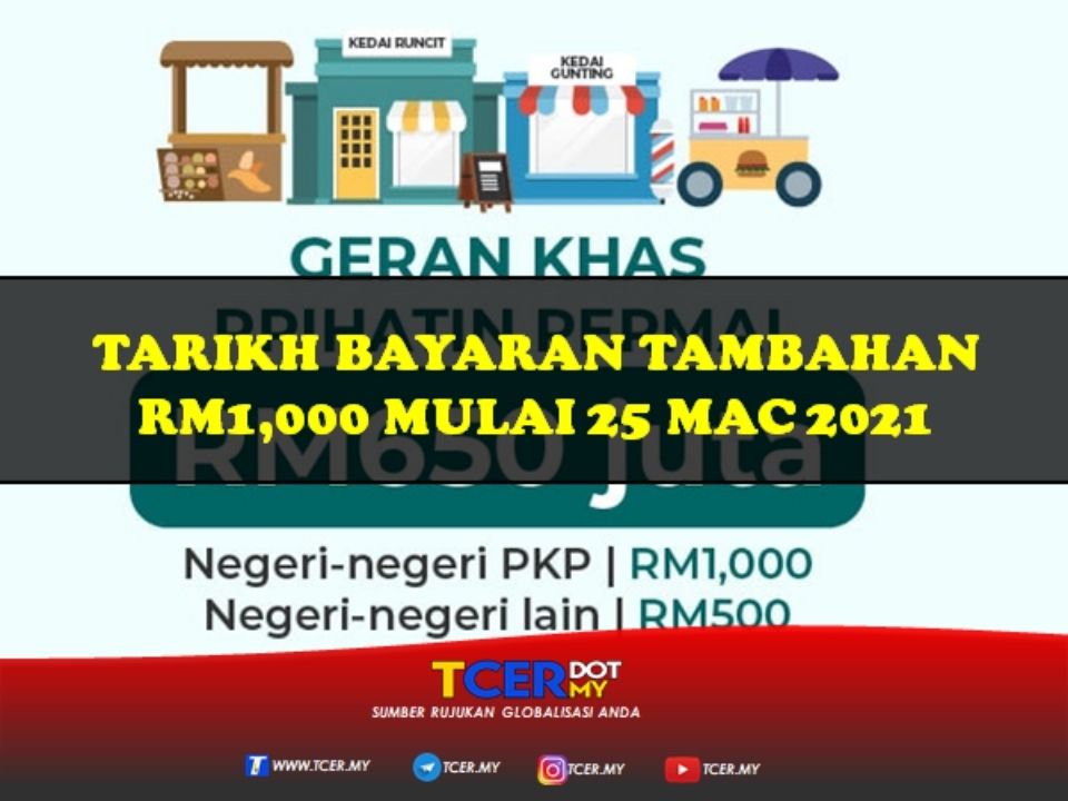 Geran Khas Prihatin Permai, Tarikh Bayaran Tambahan RM1,000 - TCER.MY