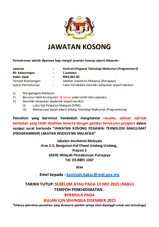 Surat Kepada Jabatan Insolvensi Malaysia