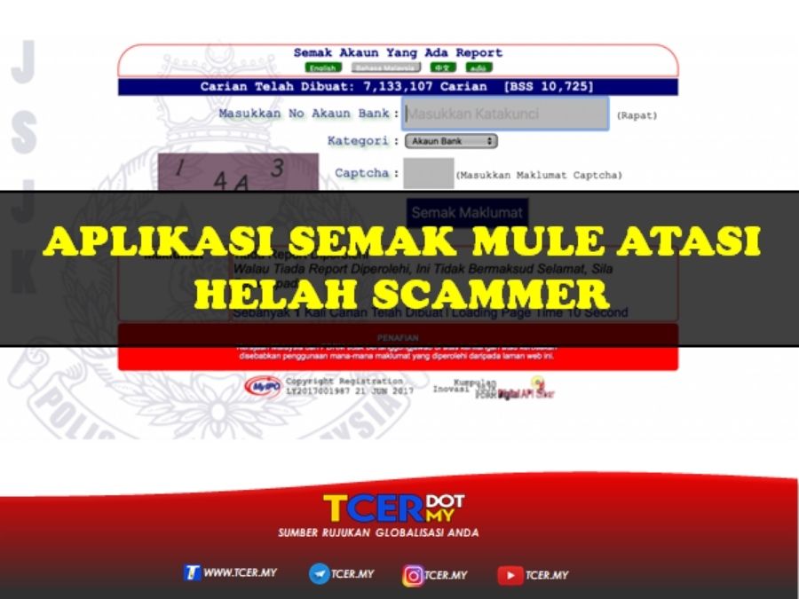 Aplikasi Semak Mule Atasi Helah Scammer - TCER.MY