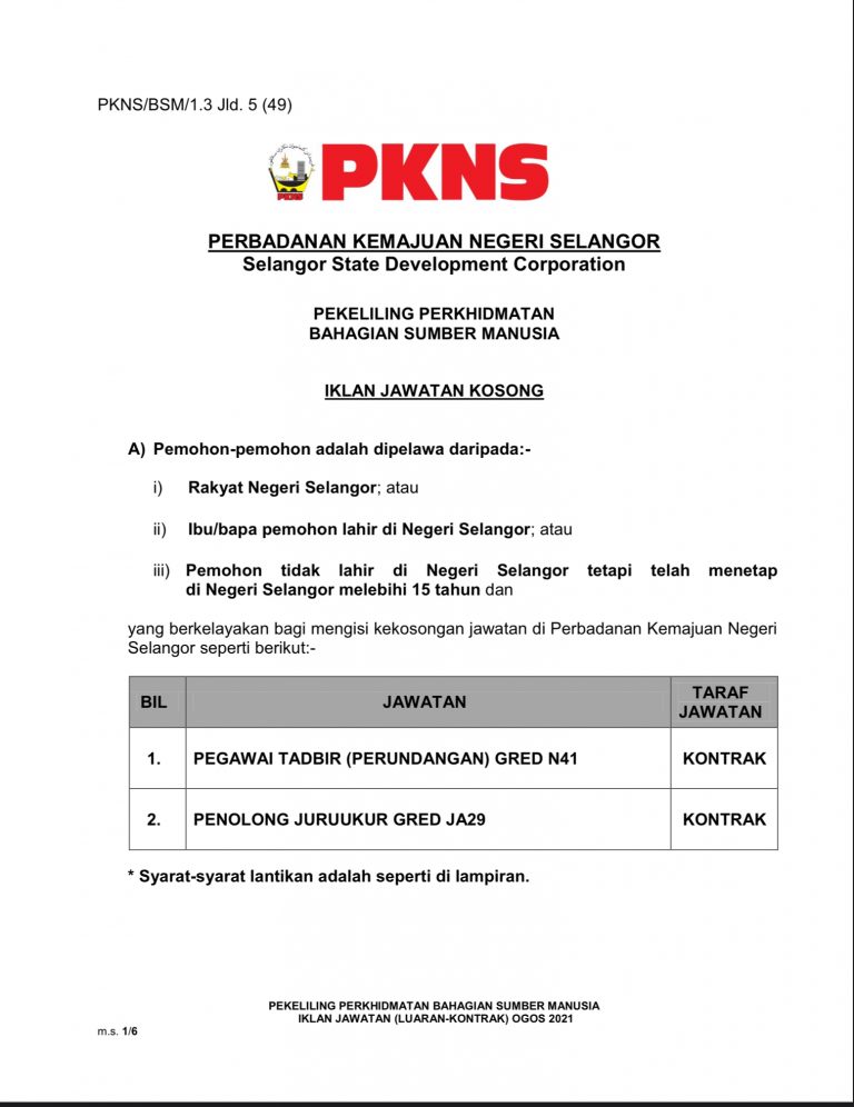 kerja kosong di selangor