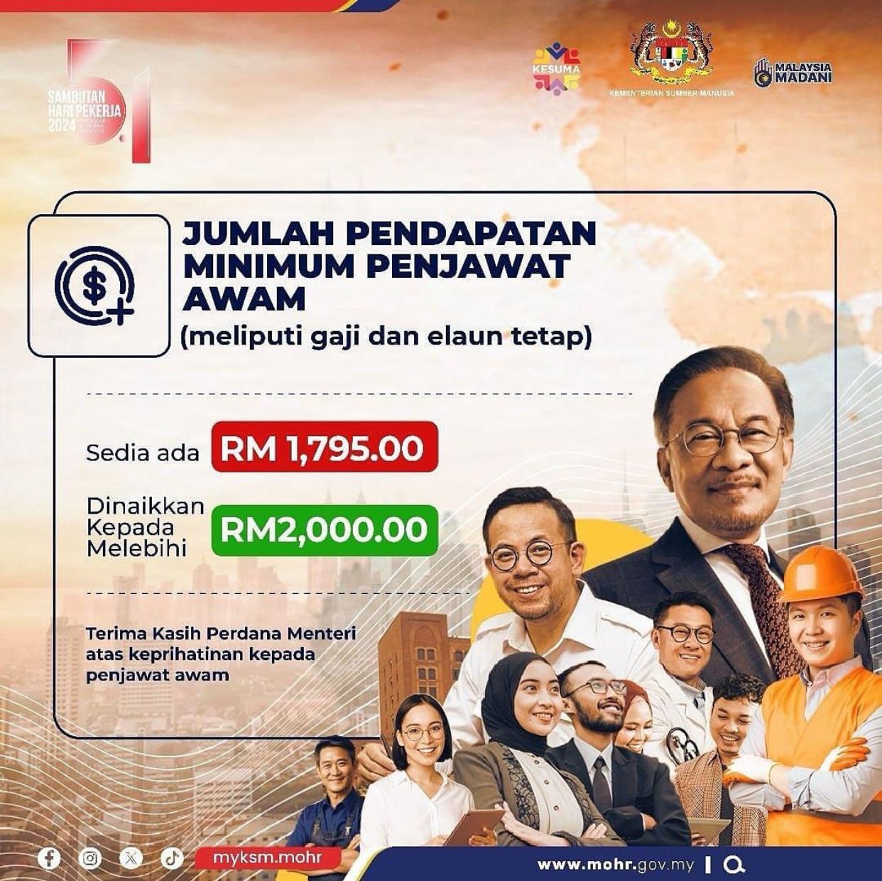 Kenaikan Gaji Penjawat Awam 2024 Sebanyak 15 Mulai 1 Disember TCER.MY