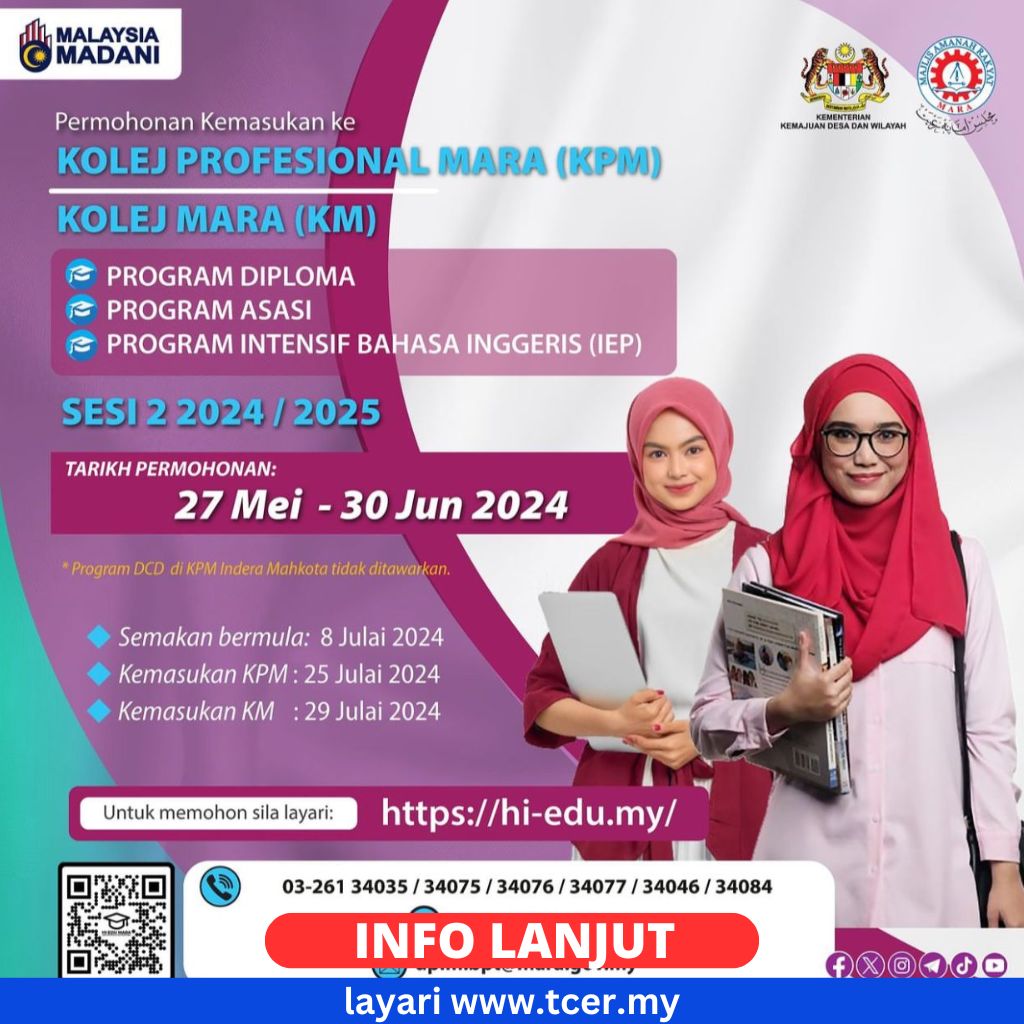 Permohonan Kemasukan Ke Kolej Profesional MARA & Kolej MARA 2024 - TCER.MY