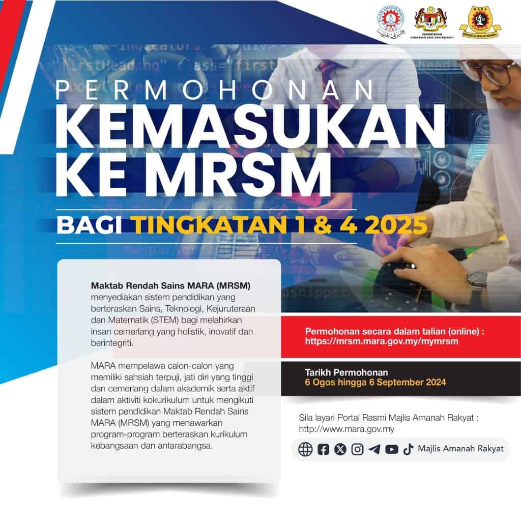 Permohonan Kemasukan Ke MRSM 2025 Bagi Tingkatan 1 & 4 1