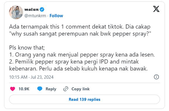 Pepper Spray: Akta Penggunaan & Cara Mendapatkan Lesen 1