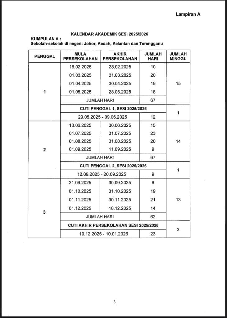 Takwim Sekolah 2025: Kalendar Akademik Sesi 2025/2026 3