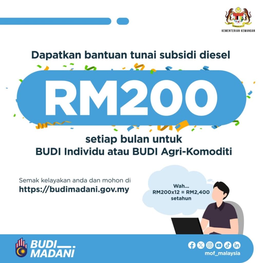 BUDI Madani 2025: Tarikh Bayaran Subsidi Diesel RM200/Sebulan 2