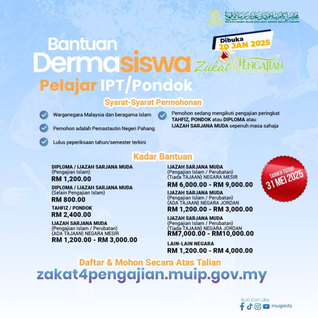 Bantuan Dermasiswa Pelajar IPT Pondok Tahun 2025 1