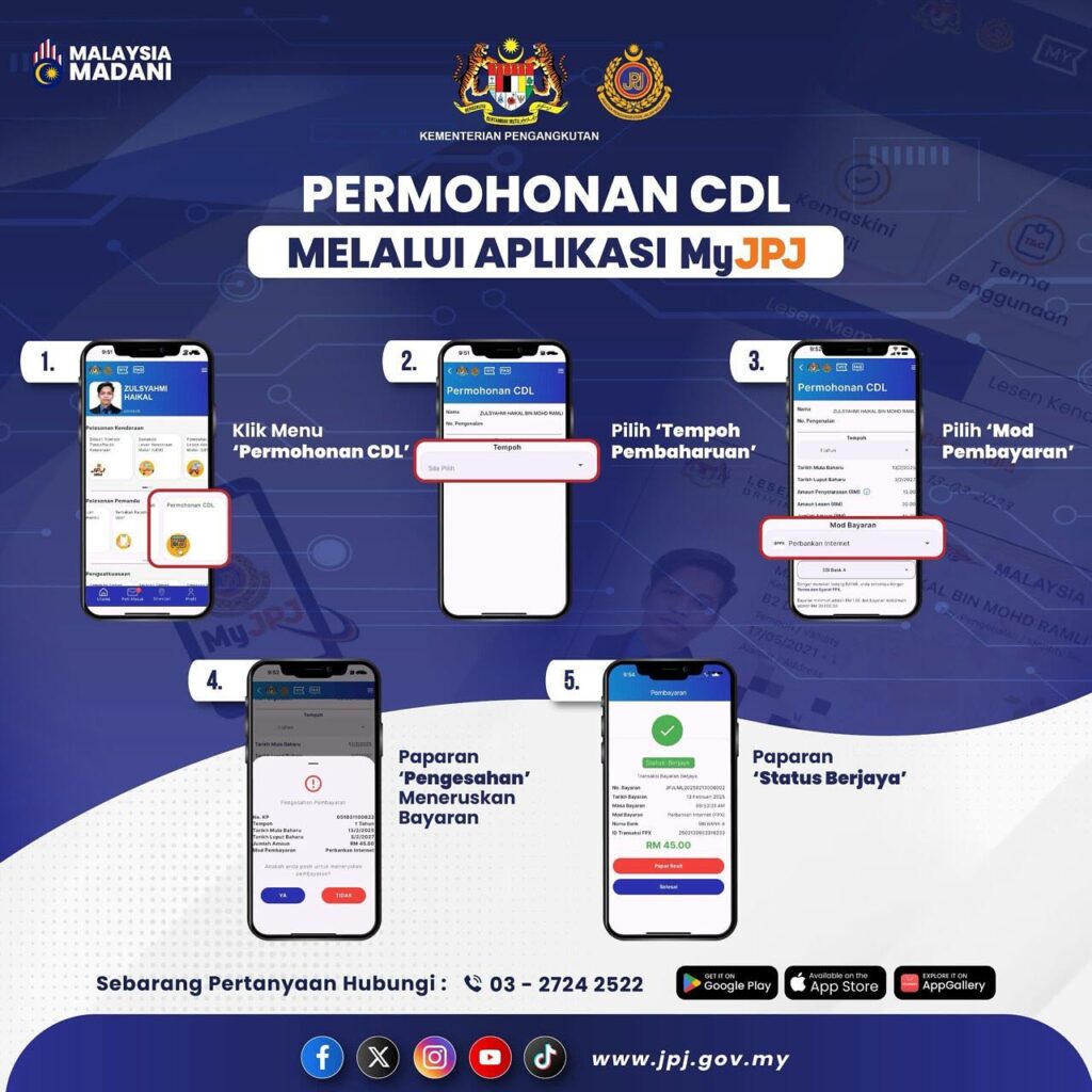 Permohonan CDL Melalui Aplikasi MyJPJ Bermula 17 Februari 2025 2